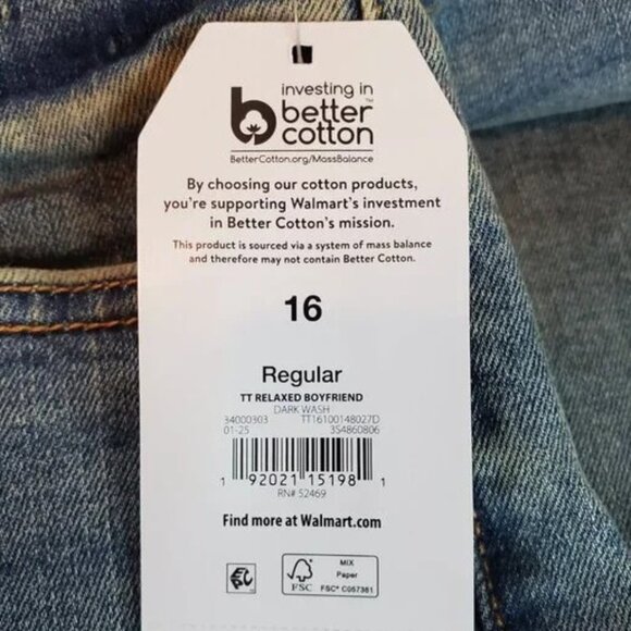 NWT Time and Tru SZ 16 Women's High Rise Relaxed Cropped Boyfriend Jeans - Picture 7 of 7